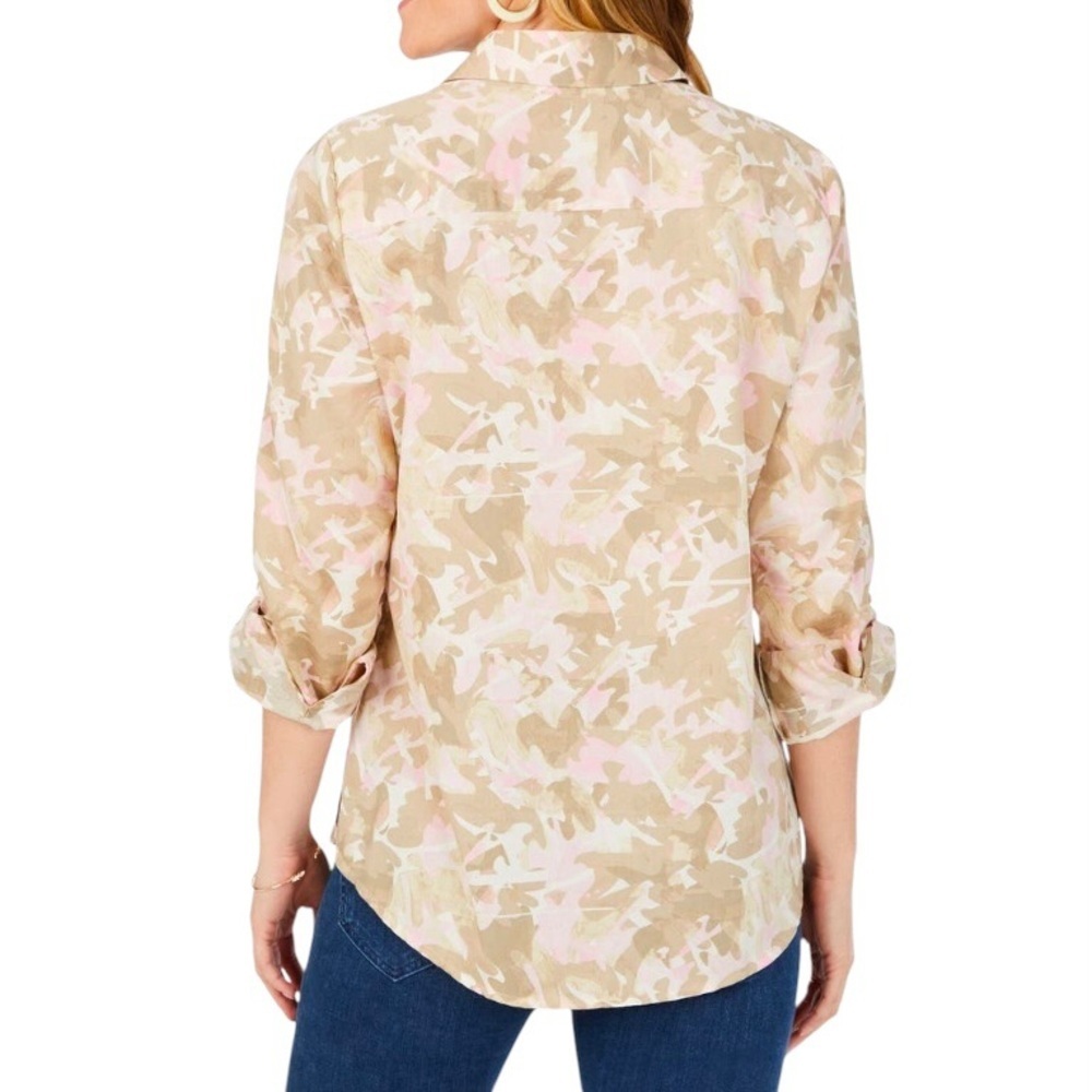 Foxcroft Zoey Abstract Camo Print Non Iron Roll T… - image 2